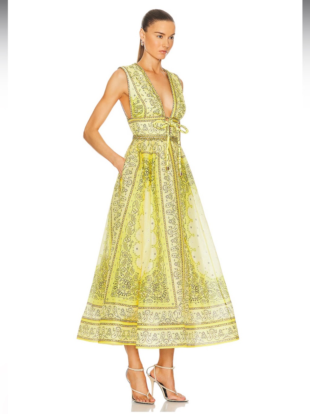 Zimmermann Matchmaker Bow Long Dress Yellow Bandana